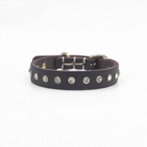 Rhinestone beaded leather dog collar supplier