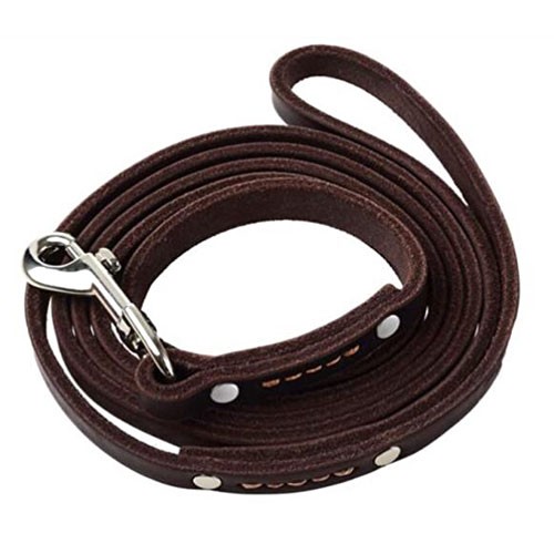 Wholesale brown leather dog leash factory supply 6 foot