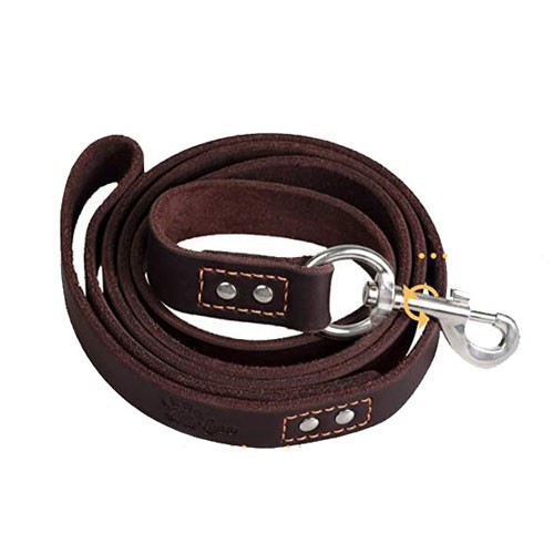 Custom brown leather dog leash 1x 6 foot manufacturer